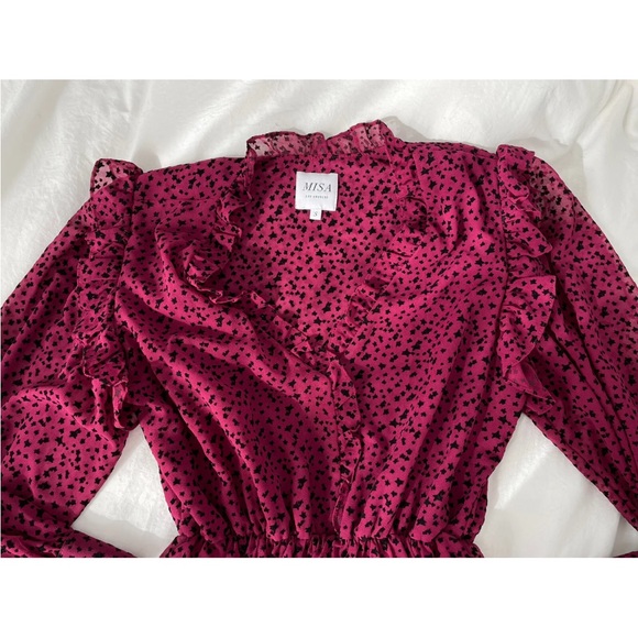 Misa Los Angeles Daphne Star Blouse Size S Boho Ruffle Chiffon Peasant Top - Picture 4 of 8